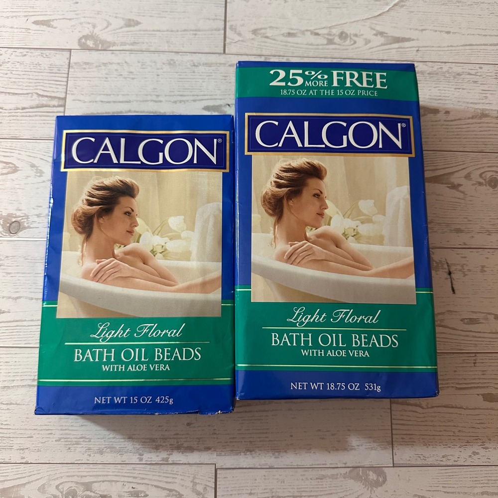 Vintage Calgon Light Floral Bath Oil Beads with Aloe Vera 2 Box Lot 33.75oz